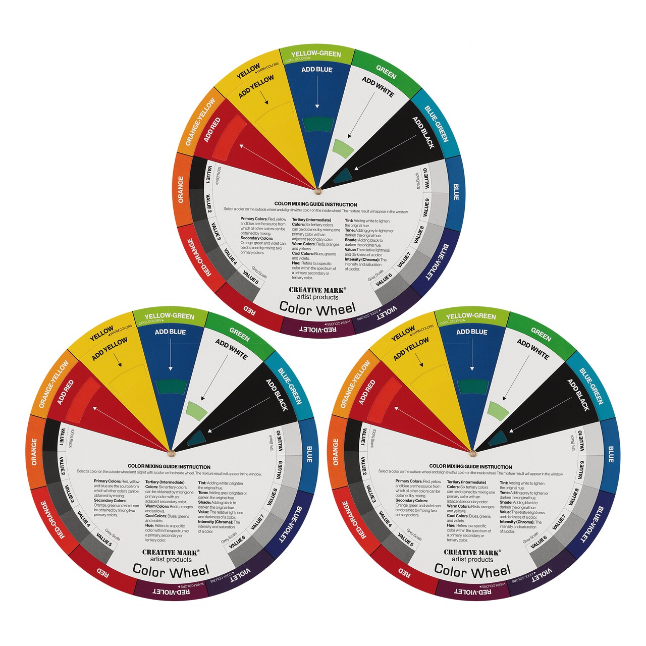 Creative Mark Double-Sided Color Wheel Mixing Guide 9.25", 60 Colors, Munsell System Based, for Artists, Professionals, Students, Teachers